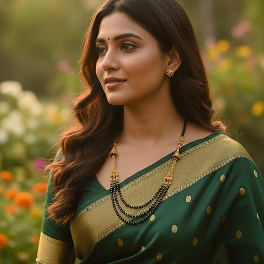 Traditional Gold and Black Beaded Necklace