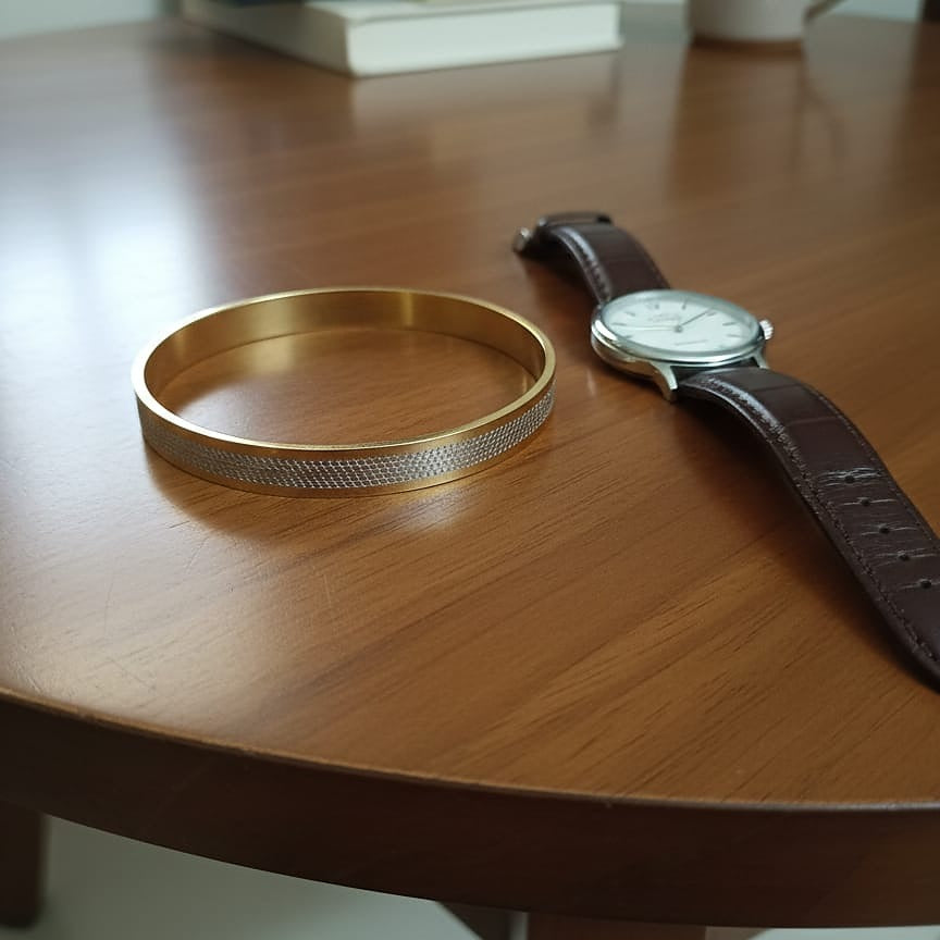 Gold-Toned Textured Bangle