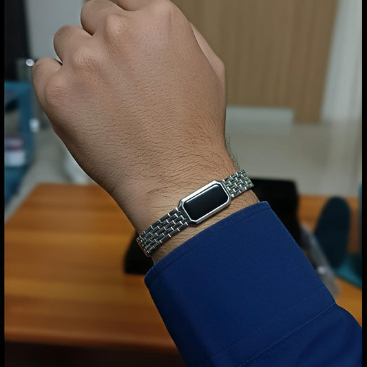 Vintage Rectangular Onyx & Crystal Dress Watch