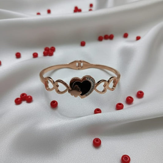 Rose Gold Open-Kada with Pave Butterfly & Heart