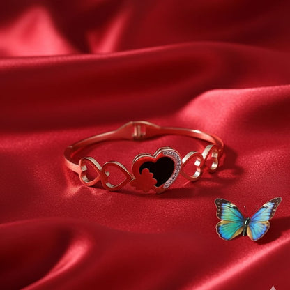 Rose Gold Open-Kada with Pave Butterfly & Heart