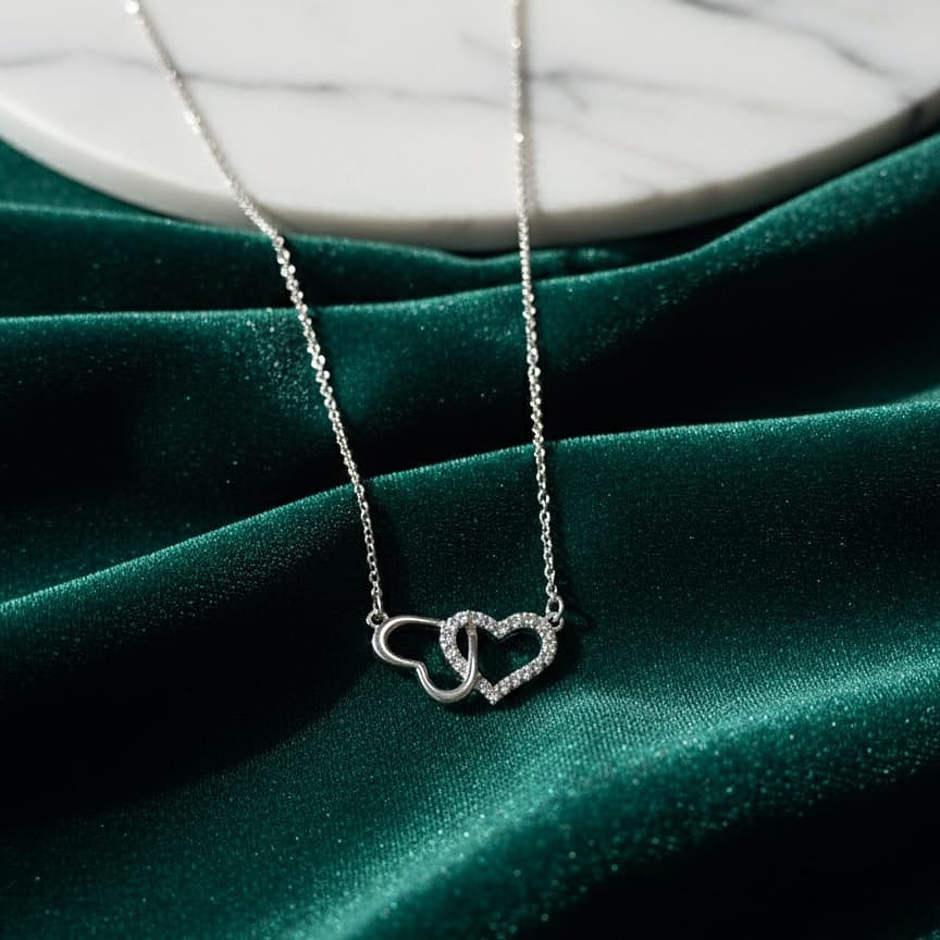 Interlocking Pave Heart Necklace