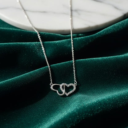 Interlocking Pave Heart Necklace