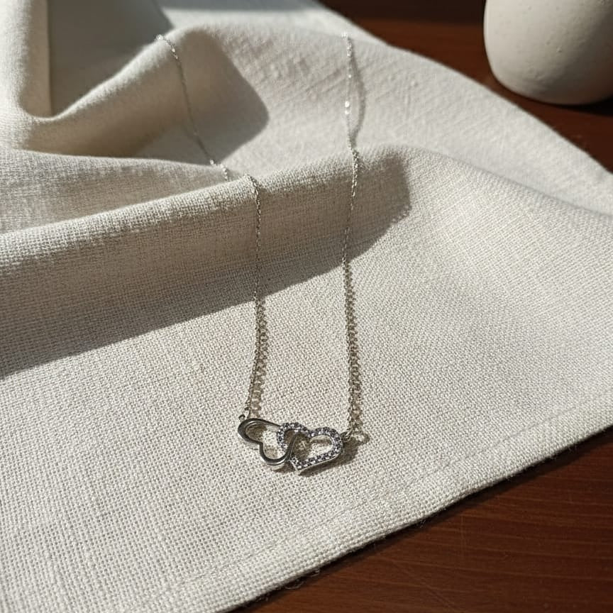 Interlocking Pave Heart Necklace