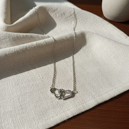 Interlocking Pave Heart Necklace