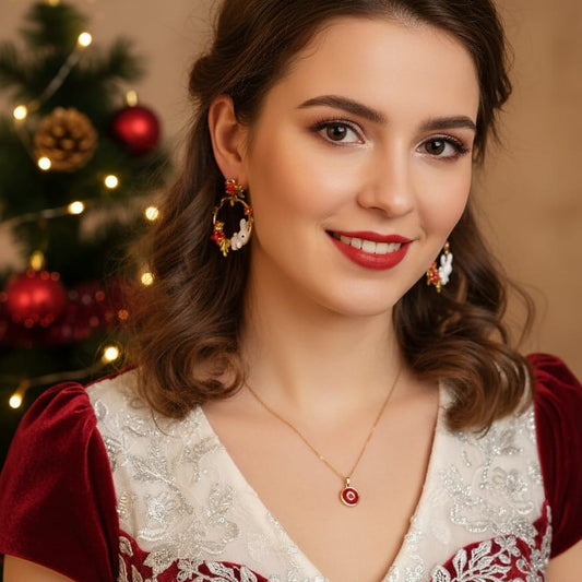 Whimsical Rabbit and Berry Drop Earrings