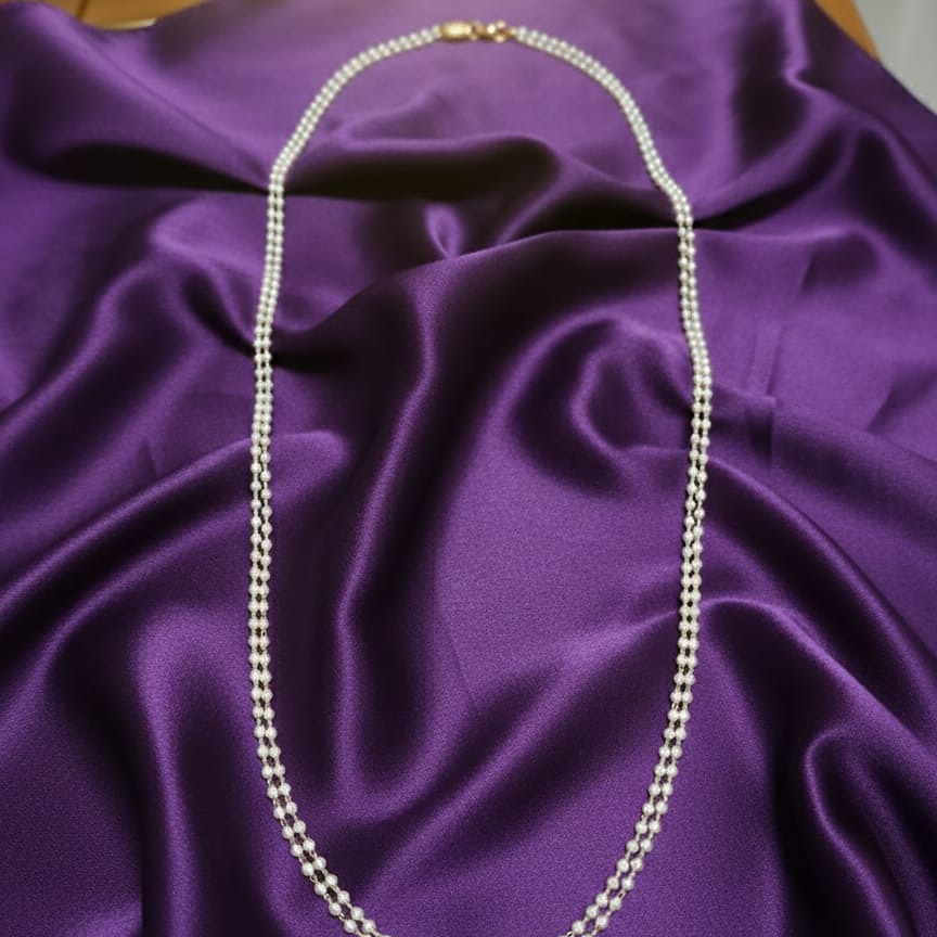 Double-Strand White Pearls Necklace