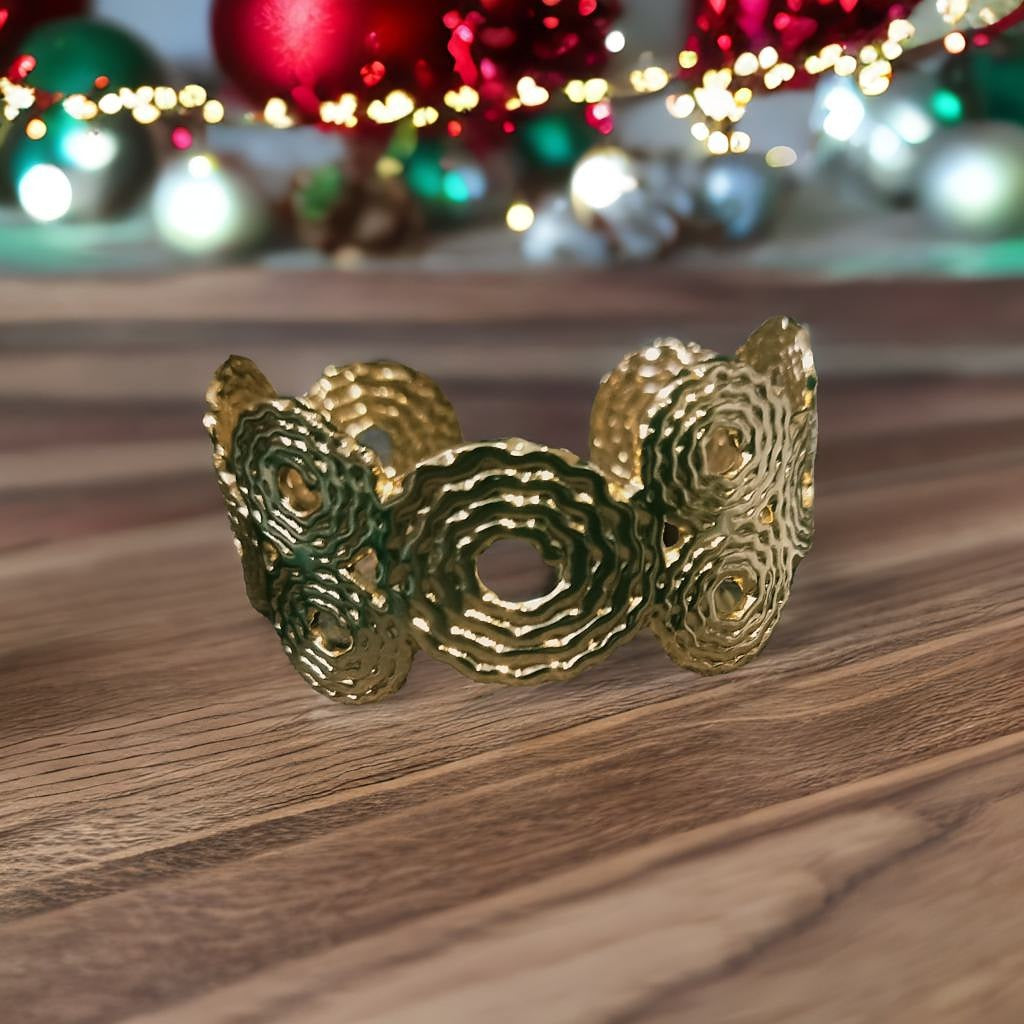 Wide Gold Spiral Cut-Out Cuff Bangle