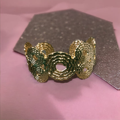 Wide Gold Spiral Cut-Out Cuff Bangle