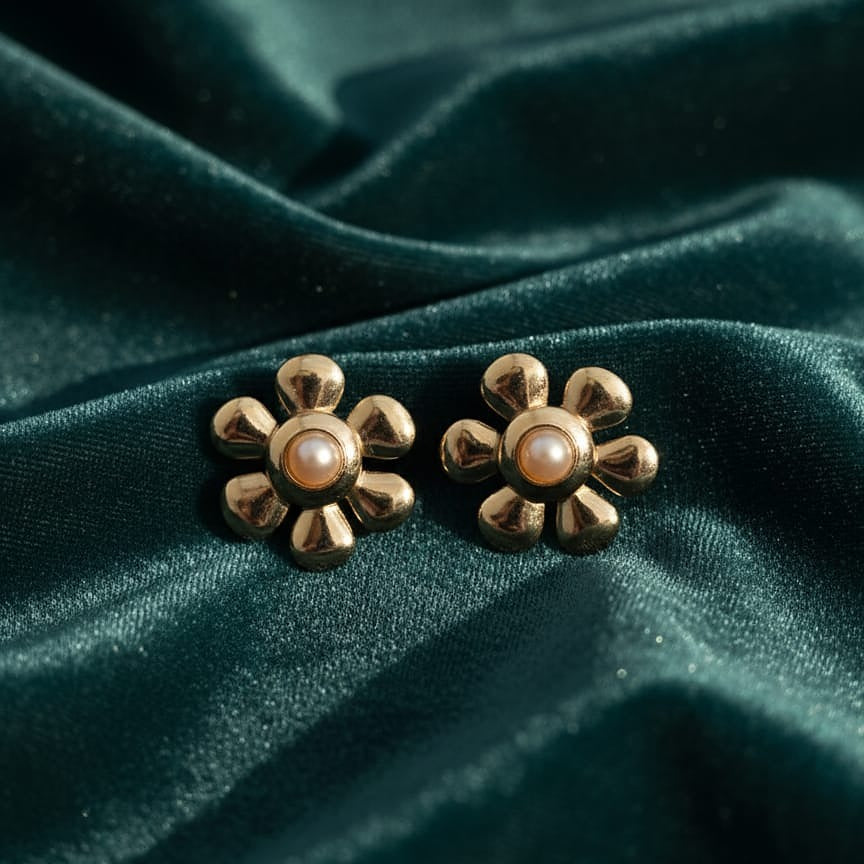 Gold flower-shaped earrings 