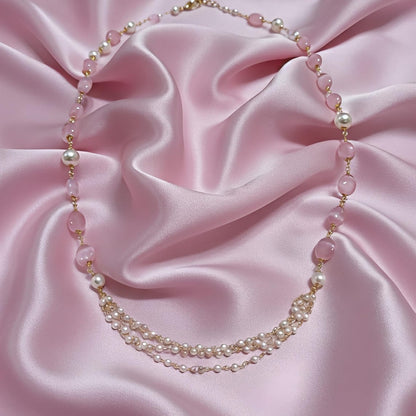 pink and white beads necklace
